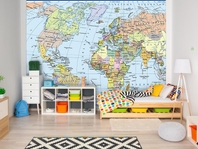 Вибрати фотошпалери  в дитячу Політична карта з прапорами країн вищої якості великий вибір кращих фото шпалер на стіну в інтернет магазині Еко Шпалери