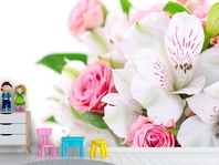 Вибрати фотошпалери  в ігрову кімнату Альстромерія і троянди вищої якості великий вибір кращих фото шпалер на стіну в інтернет магазині Еко Шпалери
