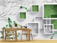 Вибрати фотошпалери  в кухню і їдальню Зелені квадрати 3Д вищої якості великий вибір кращих фото шпалер на стіну в інтернет магазині Еко Шпалери