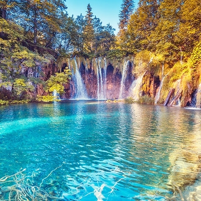 Выбрать фотообои на стену Лазурный водопад большой выбор лучших фото обоев отличного качества в магазине Эко Обои