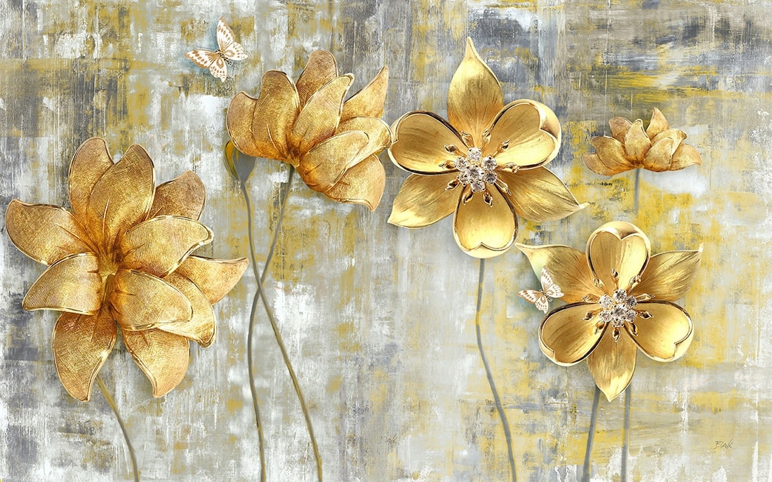 фотошпалери на стіну Великі золоті квіти